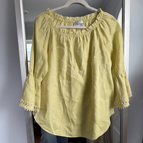 Sara Campbell Tops - Sara Campbell Linen Yellow Blouse‎